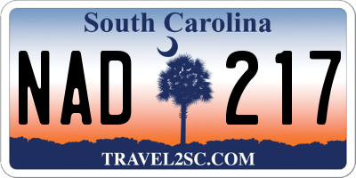 SC license plate NAD217
