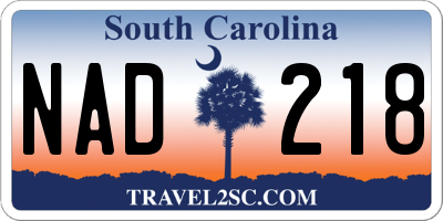 SC license plate NAD218