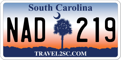 SC license plate NAD219