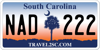 SC license plate NAD222