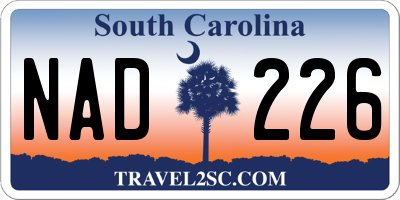 SC license plate NAD226