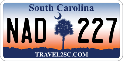 SC license plate NAD227