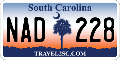 SC license plate NAD228