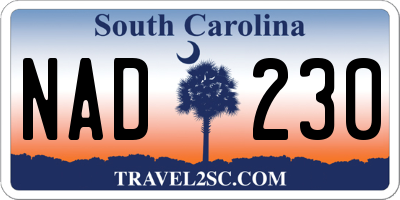 SC license plate NAD230