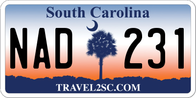 SC license plate NAD231