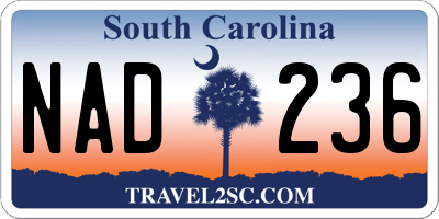 SC license plate NAD236