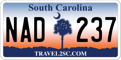 SC license plate NAD237