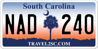 SC license plate NAD240
