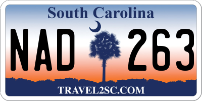 SC license plate NAD263