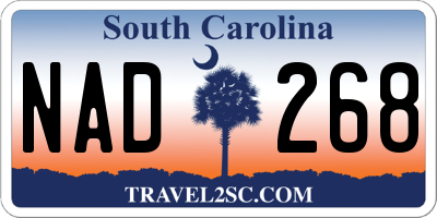 SC license plate NAD268
