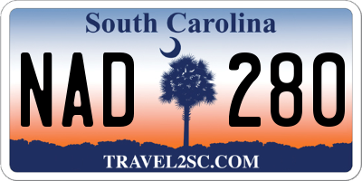 SC license plate NAD280