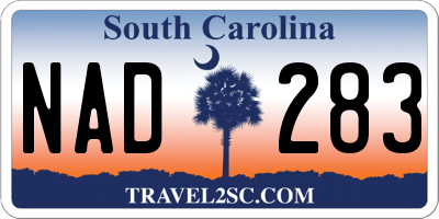 SC license plate NAD283