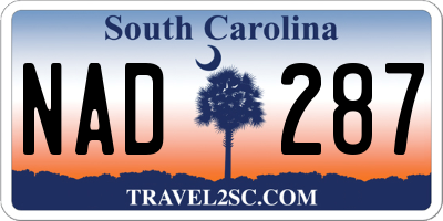 SC license plate NAD287