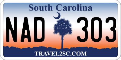 SC license plate NAD303