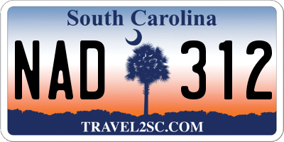 SC license plate NAD312
