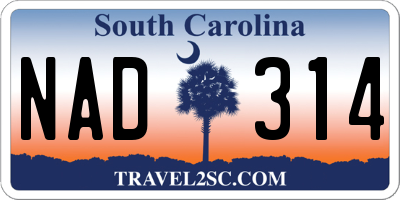 SC license plate NAD314