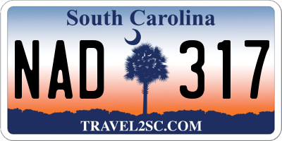 SC license plate NAD317