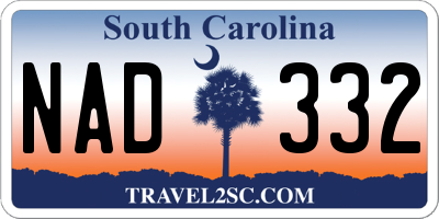 SC license plate NAD332