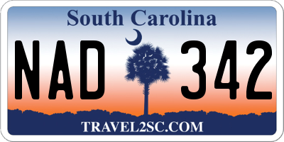 SC license plate NAD342