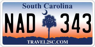 SC license plate NAD343