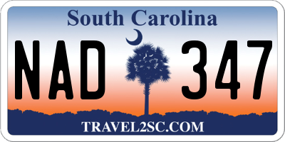 SC license plate NAD347