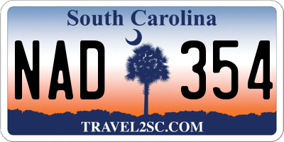 SC license plate NAD354