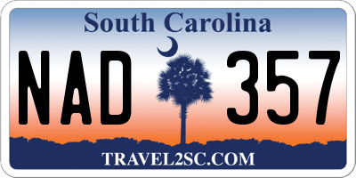 SC license plate NAD357