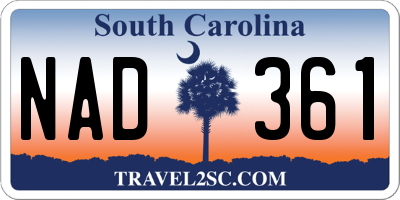 SC license plate NAD361