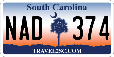 SC license plate NAD374