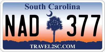 SC license plate NAD377