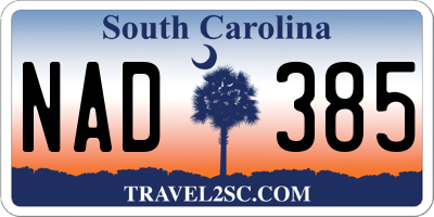 SC license plate NAD385