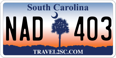 SC license plate NAD403