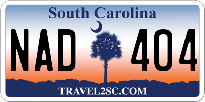 SC license plate NAD404