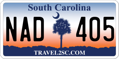 SC license plate NAD405