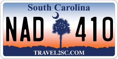SC license plate NAD410