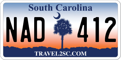 SC license plate NAD412