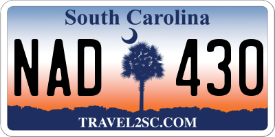 SC license plate NAD430