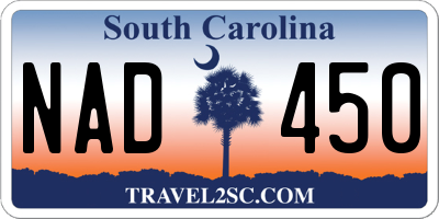 SC license plate NAD450