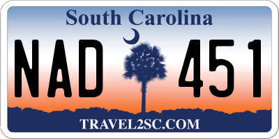 SC license plate NAD451
