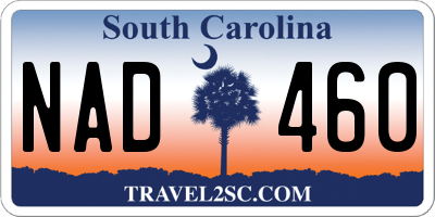 SC license plate NAD460