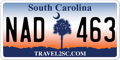 SC license plate NAD463