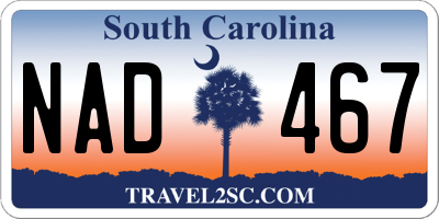SC license plate NAD467