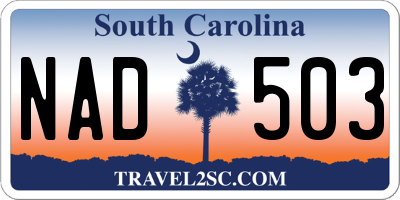 SC license plate NAD503