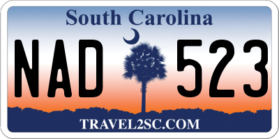 SC license plate NAD523
