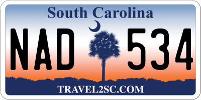 SC license plate NAD534