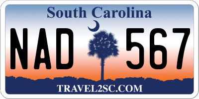 SC license plate NAD567
