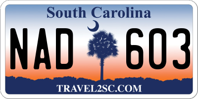 SC license plate NAD603