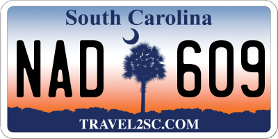 SC license plate NAD609