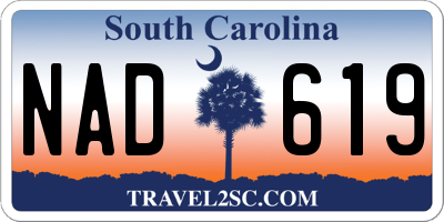 SC license plate NAD619