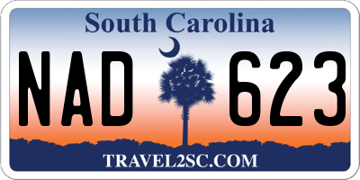 SC license plate NAD623